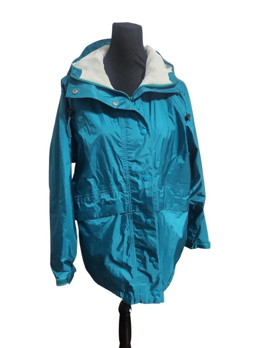Vintage L.L. Bean Windbreaker Jacket Womens Large Teal Blue Green USA Made